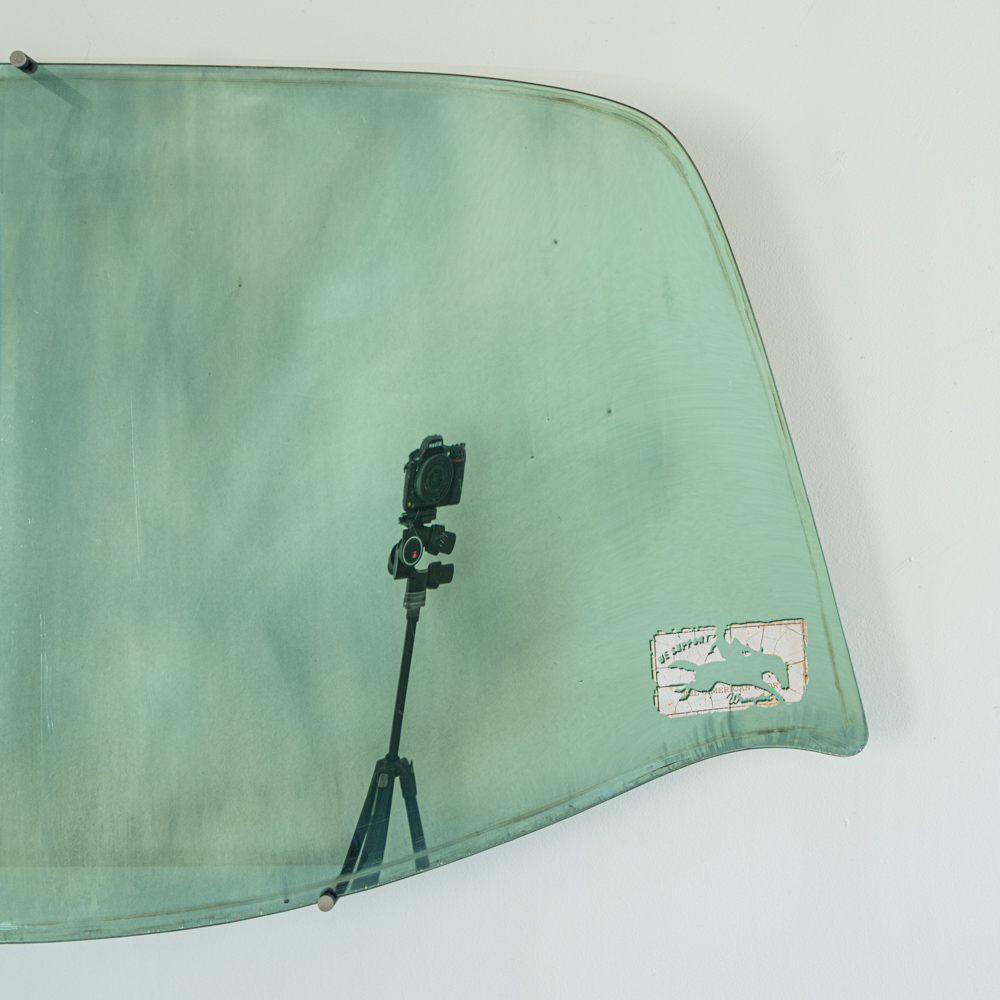 SILVERED SAFETY GLASS, POLYURETHANE, STEEL, RUBBER